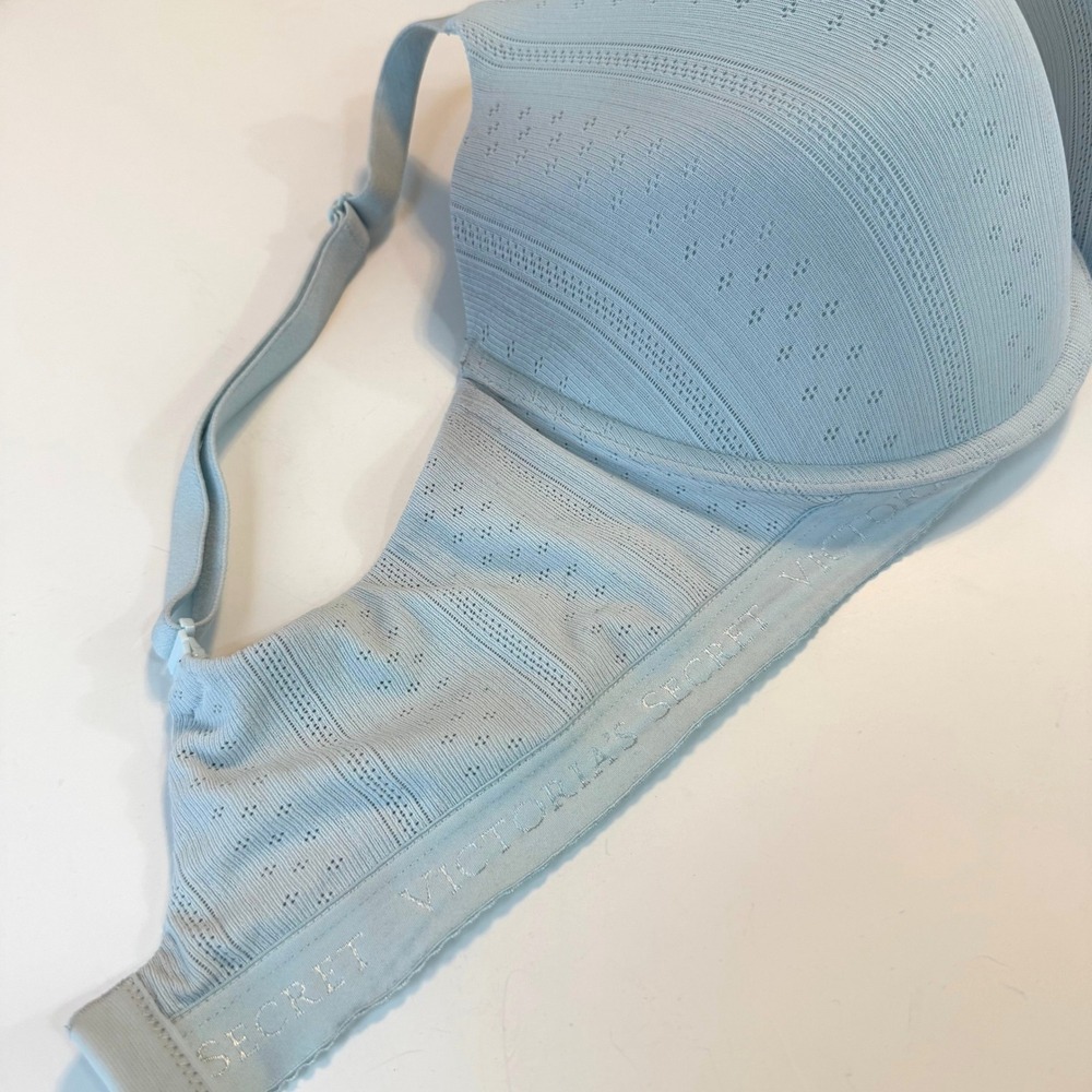 Victoria's Secret Bra Light Blue Pointelle Underwire Coquette Soft Girl 36C - Picture 4 of 10